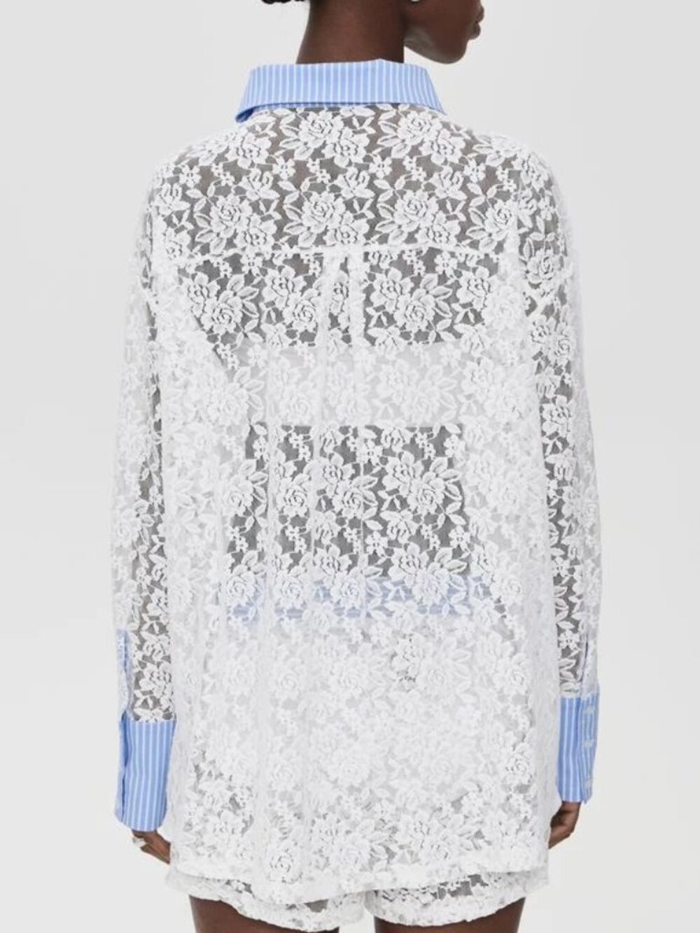 NWT Lioness Women's White Boyfriend Shirt Lace Button Down Small - Picture 2 of 7